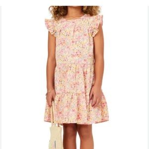 Hayden Girls Pink Floral Ruffle Sleeve Dress
